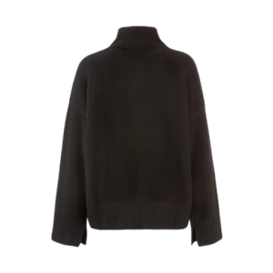 Women's Black Ribbed High Neck Knit Sweater